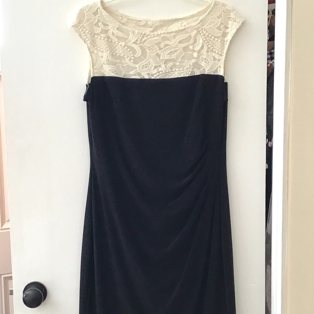 NWT Ralph Lauren Lace Neck Sheath Dress, Size 14